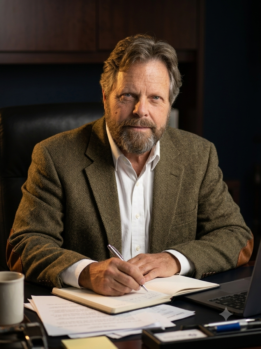 Portrait of J. Bruce Eickelman in a tweed jacket